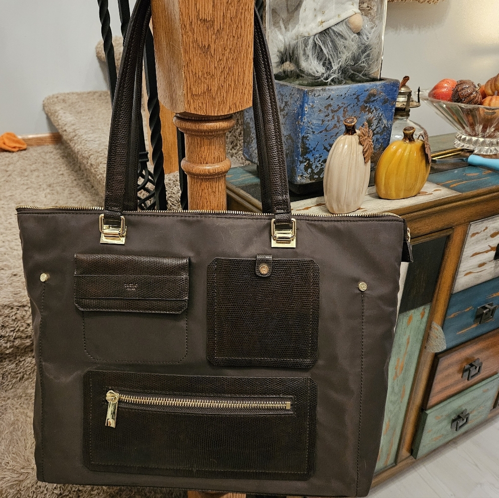 Tutilo New York Large Brown Nylon Laptop Office Travel Bag